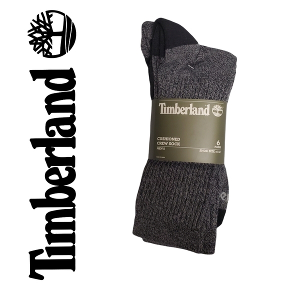 6 PAIRS Timberland Men's Cushioned Everyday Crew Socks - Picture 1 of 3